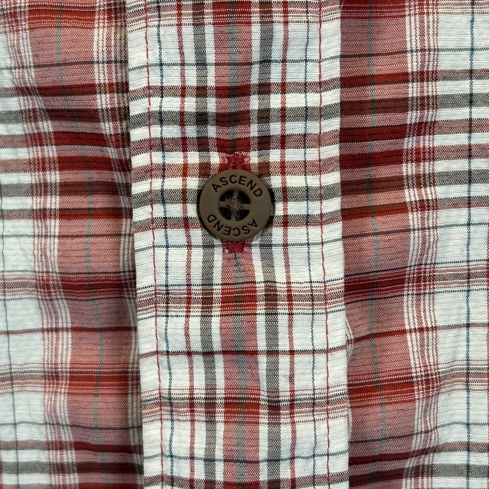 Ascend Mens Large Hiking Shirt Plaid Button Up Outdoor Fishing Zip Polyester - Picture 6 of 10